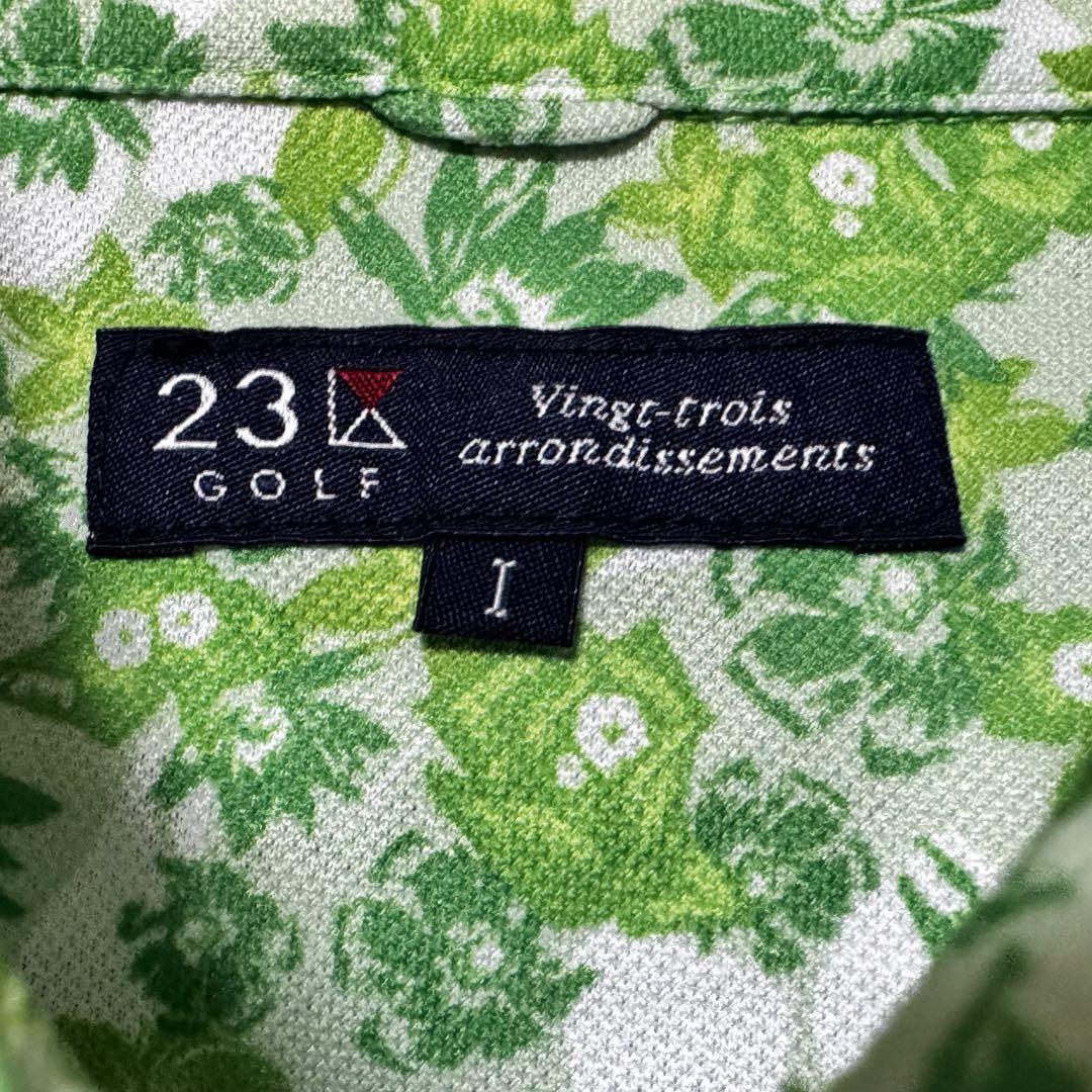 23区GOLF ニジュウサンクゴルフ 総柄 ポロシャツ ゴルフ ウェア 半袖