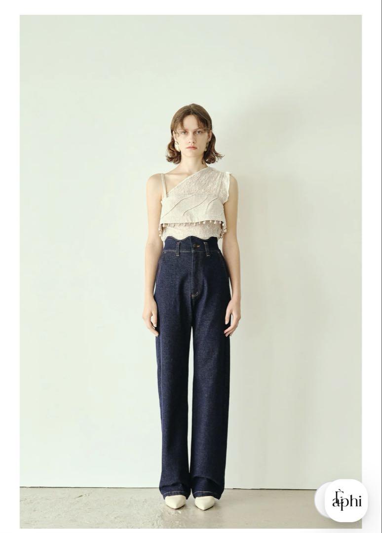 【Eaphi】WAVE DESIGN HIGH WAIST DENIM