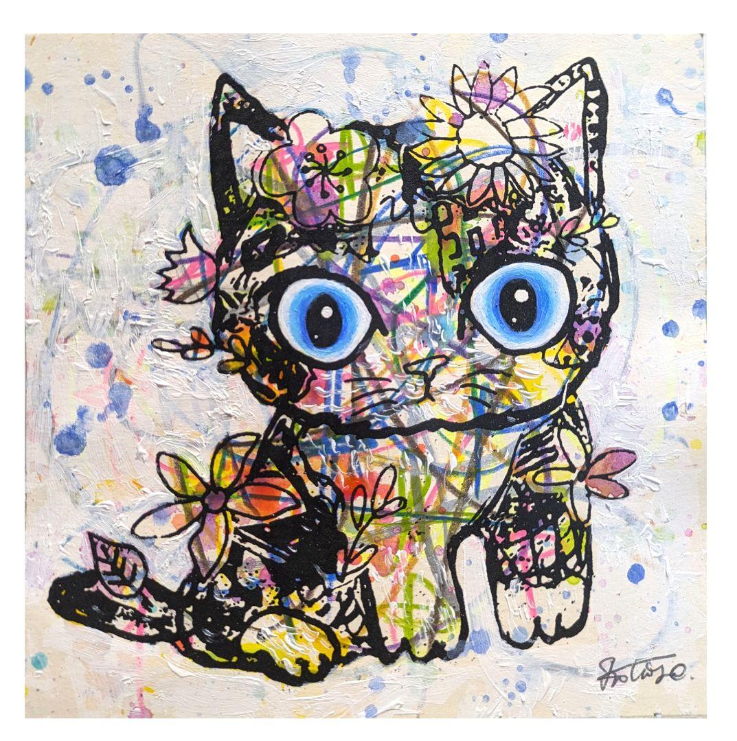 原画ドローイング作品　title「実る林檎に世界は仰天ニャンコ」 No.5 YMドローイング原画！title「時をかける ニャンコ」 - メルカリ