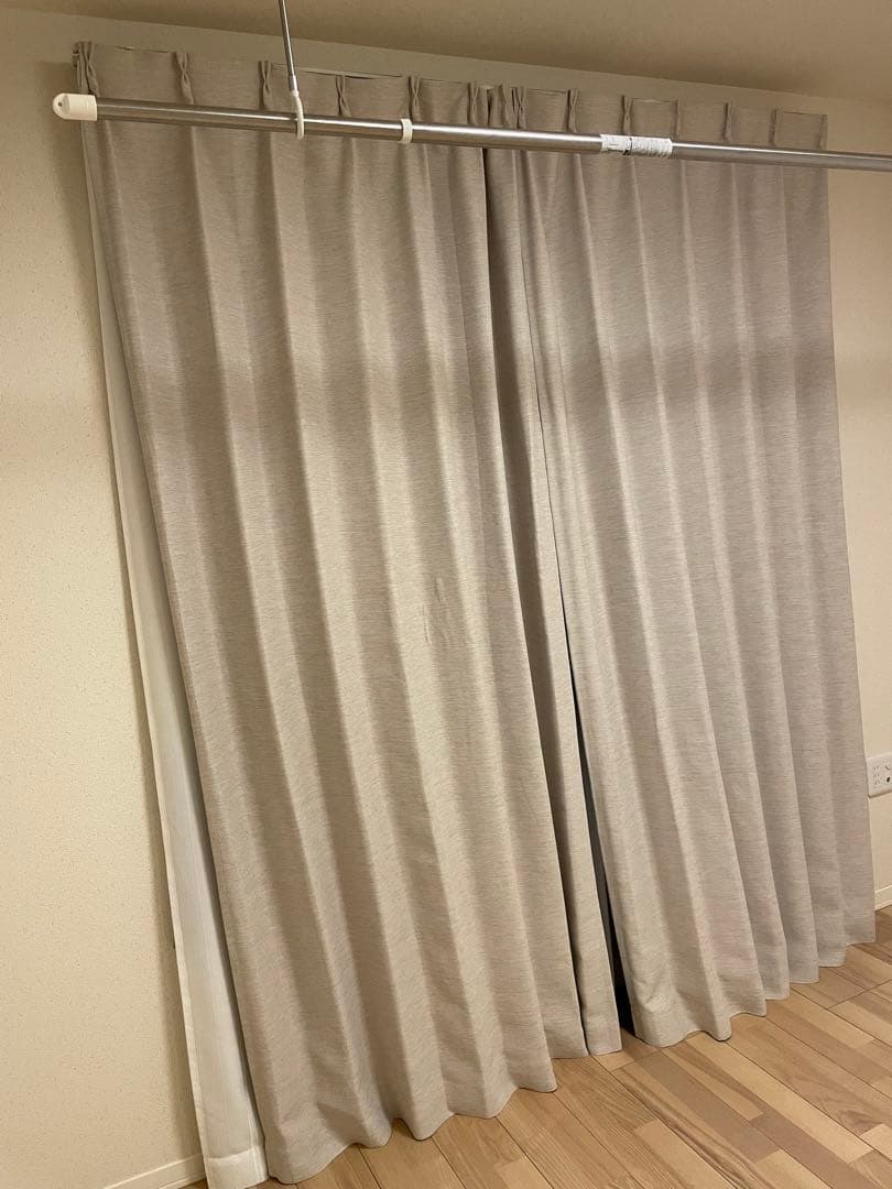 ベージュ カーテン　レースカーテン　セット