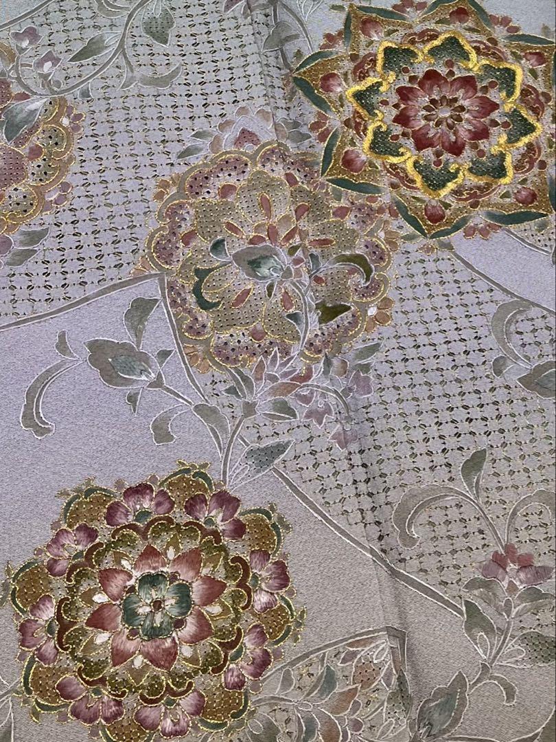 付下げ 汕頭刺繍に蘇州刺繍 暈し 紋なし 正絹 AK-6995 付下げ 汕頭刺繍に蘇州刺繍 暈し 紋なし 正絹 AK-6995