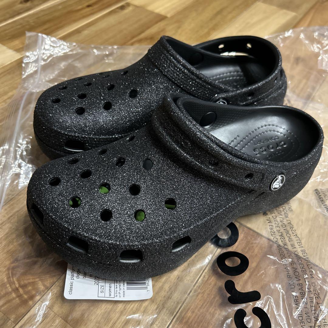 [CROCS] クラシックプラットフォームグリッター クログブラック セール】【crocs/クロックス】クラシック プラットフォーム