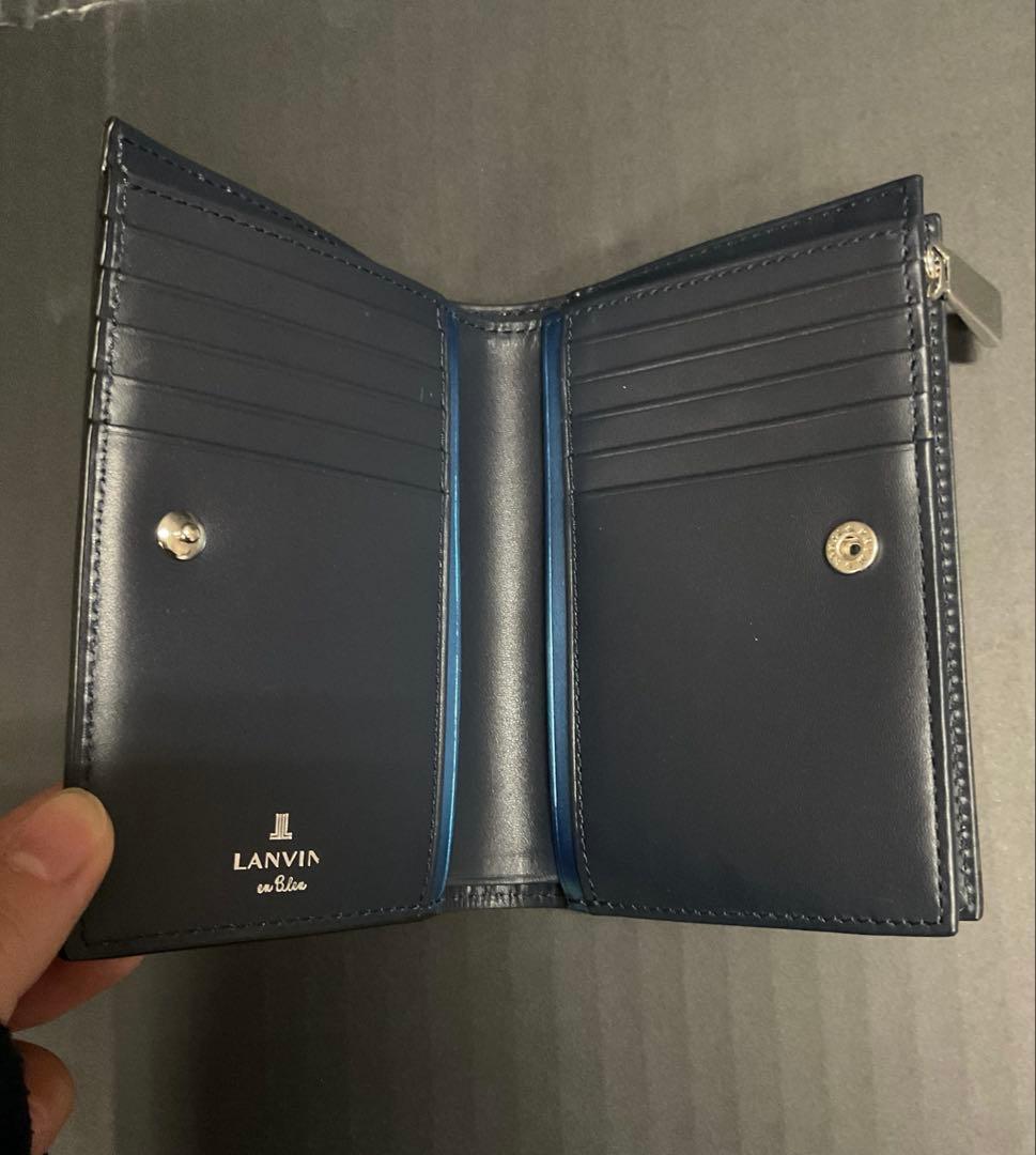 LANVIN en Blue 二つ折り財布 ミドルウォレット 牛革 3675 LANVIN en Blue 二つ折り財布 ミドルウォレット 牛革 3675