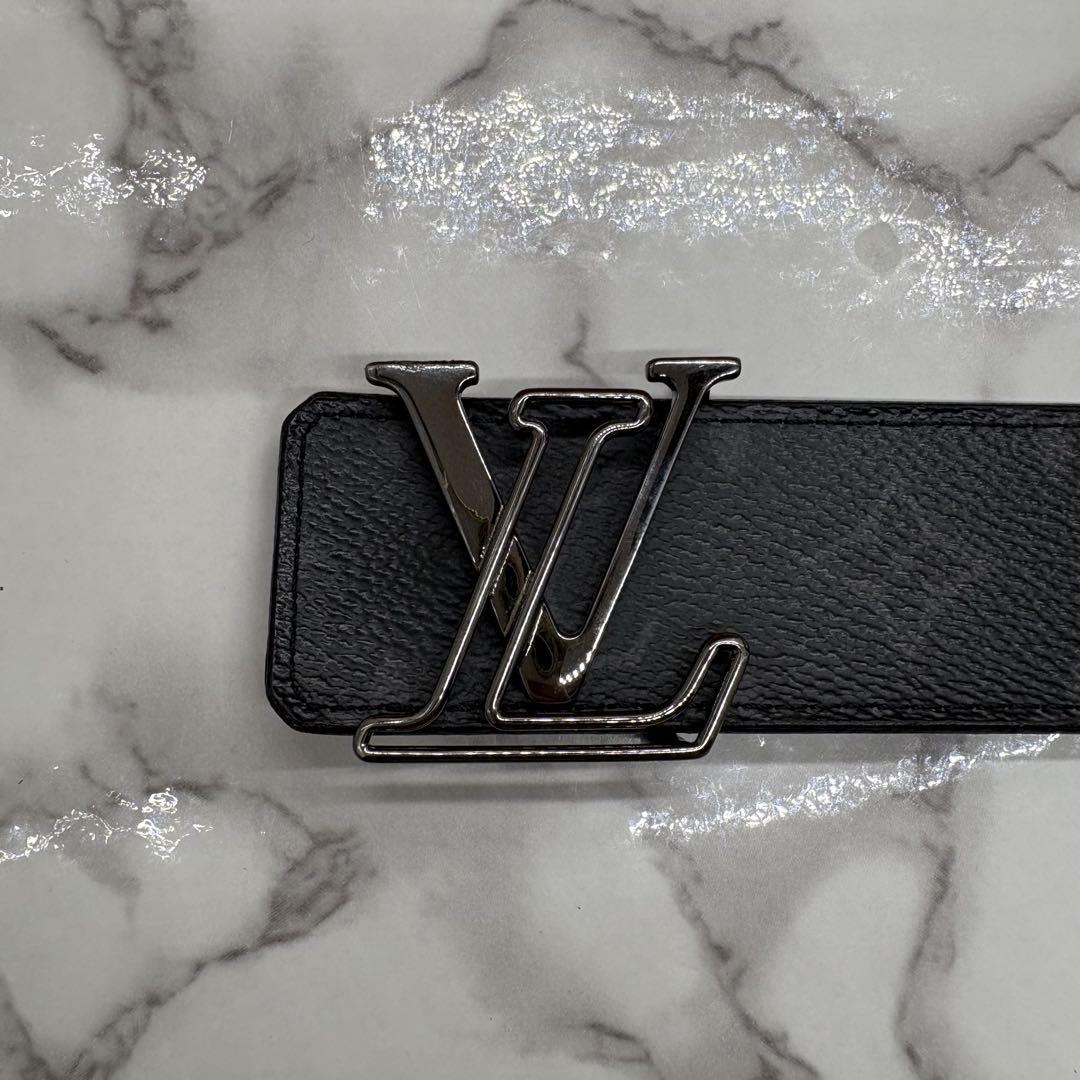 【美品】 ルイヴィトン ベルト LV ライン リバーシブル モノグラム ブラック