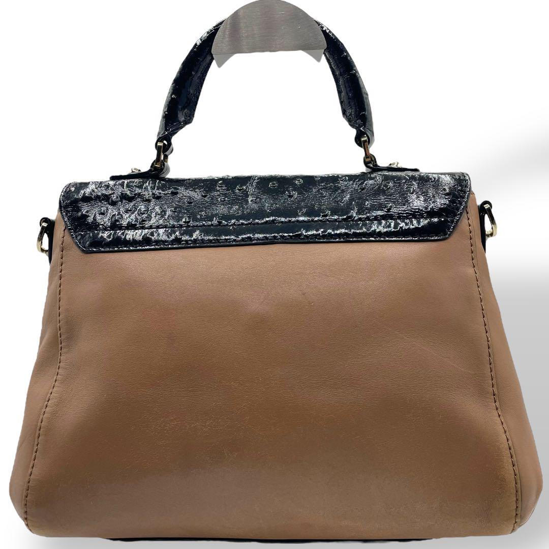 美品　ケイトスペード　2way ハンドバッグ　オーストリッチ　レザー　チェーン 美品 ケイトスペード 2way ハンドバッグ オーストリッチ レザー