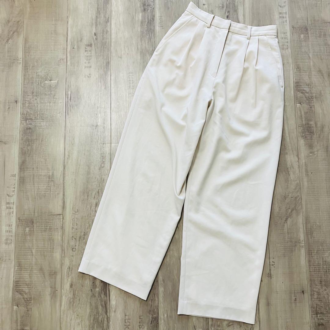 CLANE クラネ ベーシックタックパンツ ワイドパンツ 22SS　アイボリー