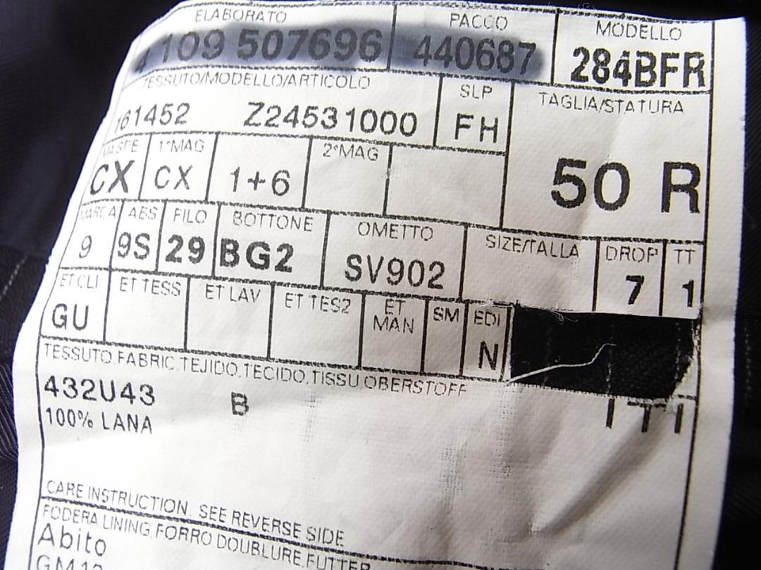 size50 グッチ GUCCI 段返り3釦ジャケット ブラック系ストライプ 画像5