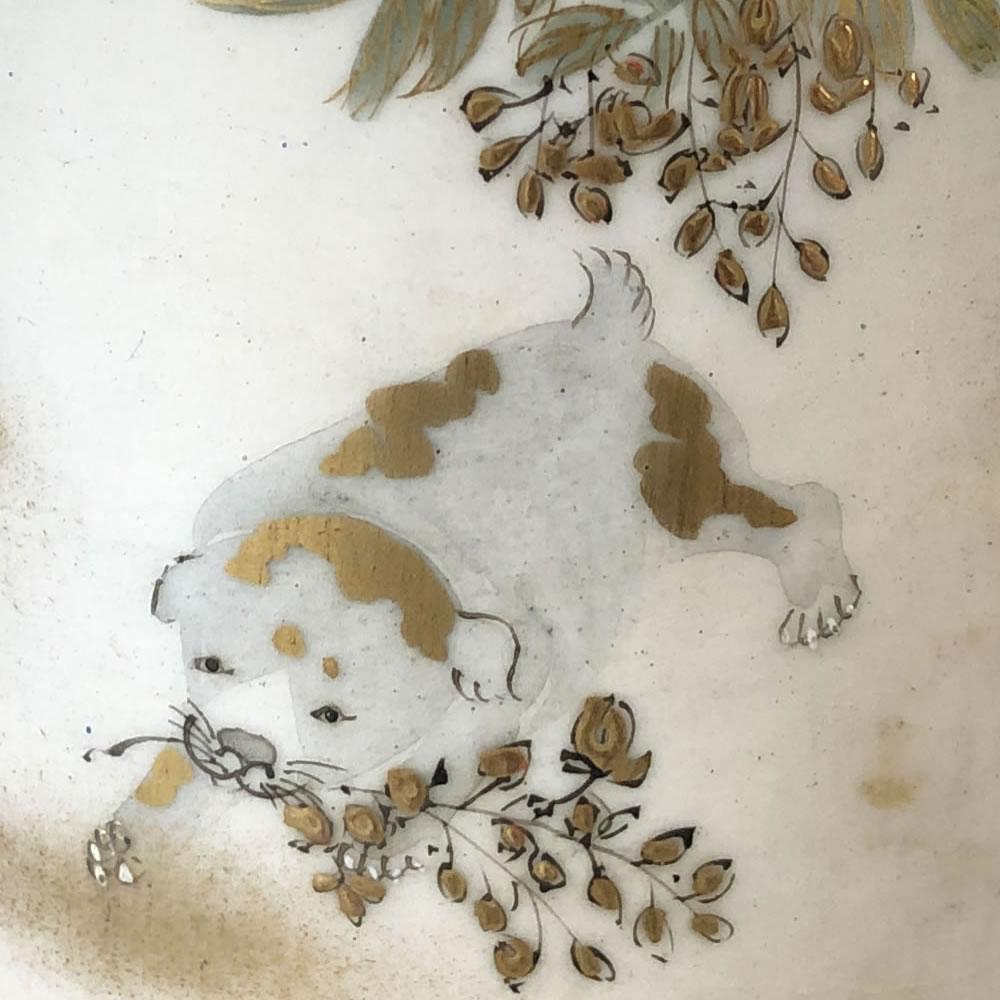 セール豊富な e1601 九谷焼 赤絵 筆筒 書道具 仔犬 色絵 筆立て yPK3W-m62945880113 国産最新品