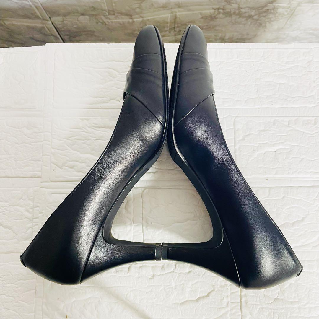 極美品】DIANA ダイアナ パンプス 23.5cm レザー ブラック 黒