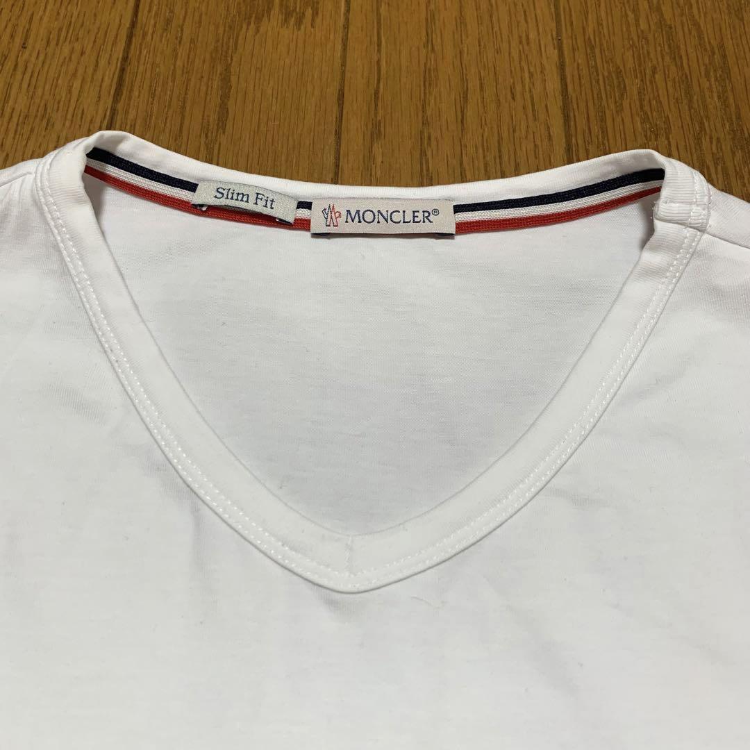 ☢ モンクレールスリムフィットXLホワイトTシャツ