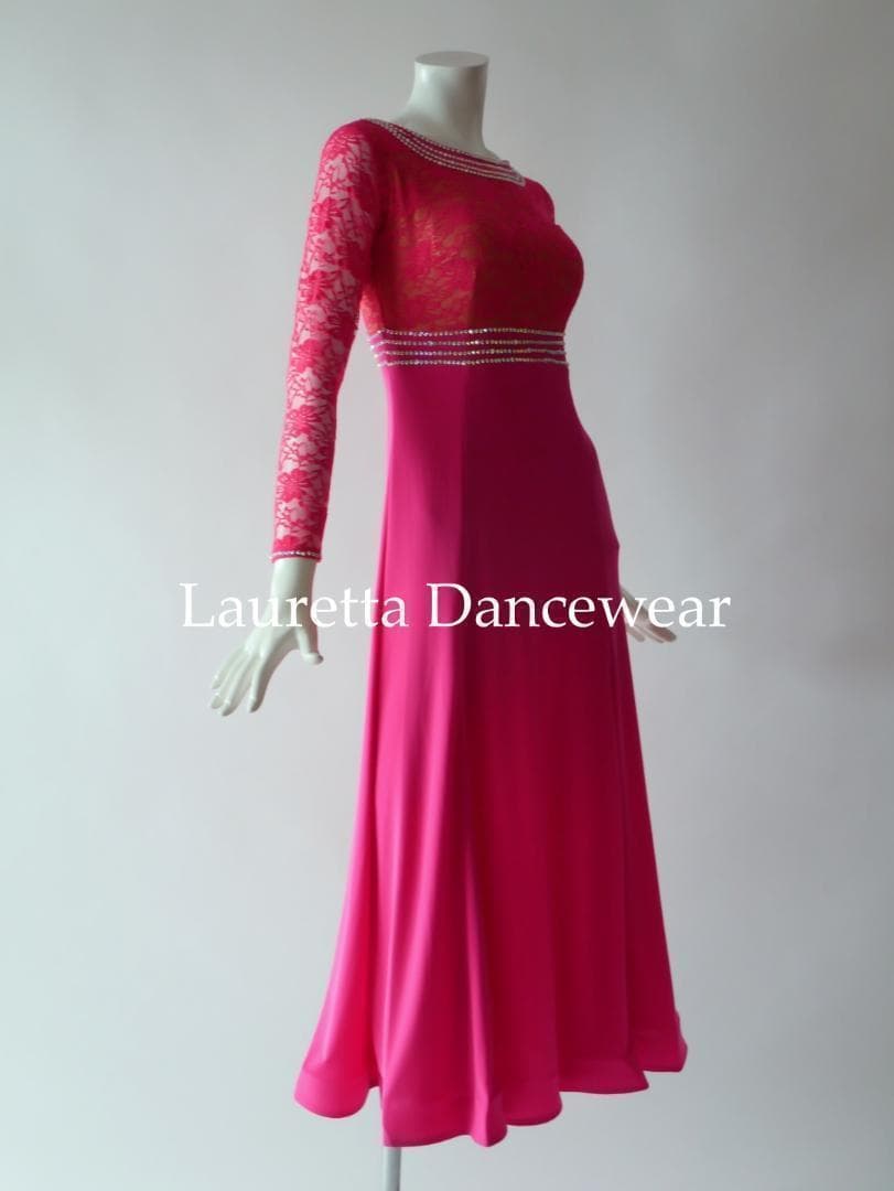 新品 社交ダンス衣装 パーティードレス レッスン着 高級仕様 フューシャピンクM 新品 社交ダンス衣装 パーティードレス レッスン着 高級仕様 フューシャピンクM