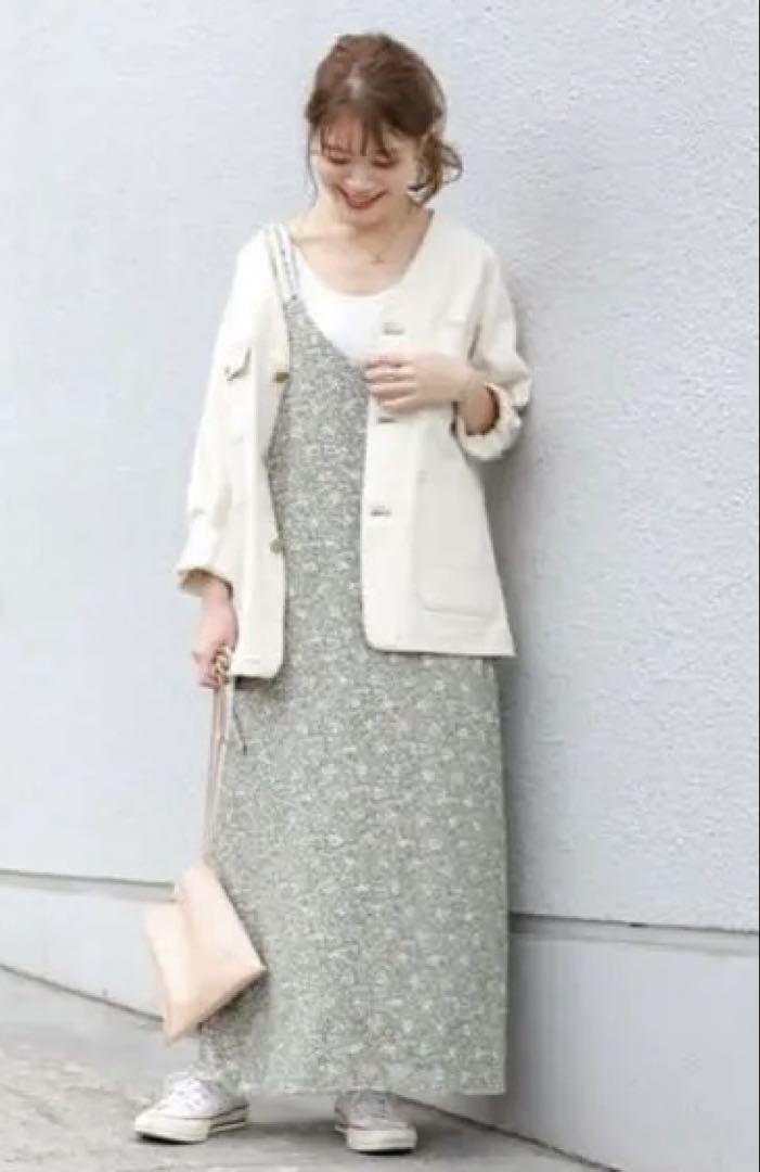 【美品】ships 2wayフラワープリントキャミワンピース　小花柄ロングワンピ