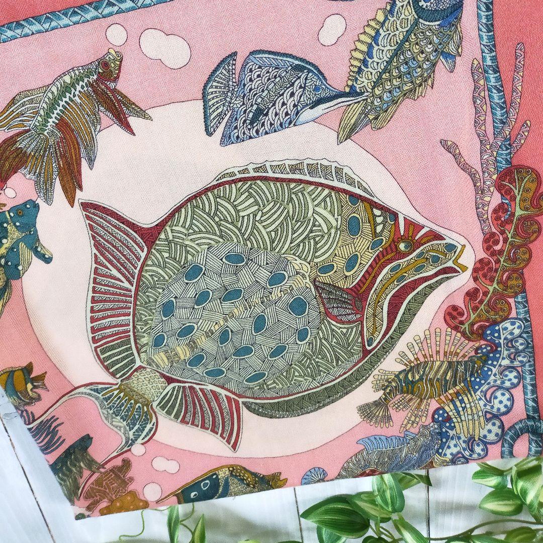 ☘️美品☘️ HERMES　カレ140　Grands Fonds 深海　カシミヤ