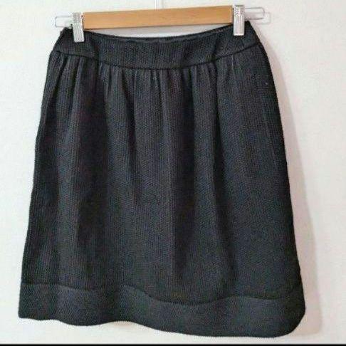 【美品】Rene フレアスカート 36イタリア生地 ウール シルク 黒 日本製