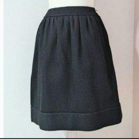 【美品】Rene フレアスカート 36イタリア生地 ウール シルク 黒 日本製