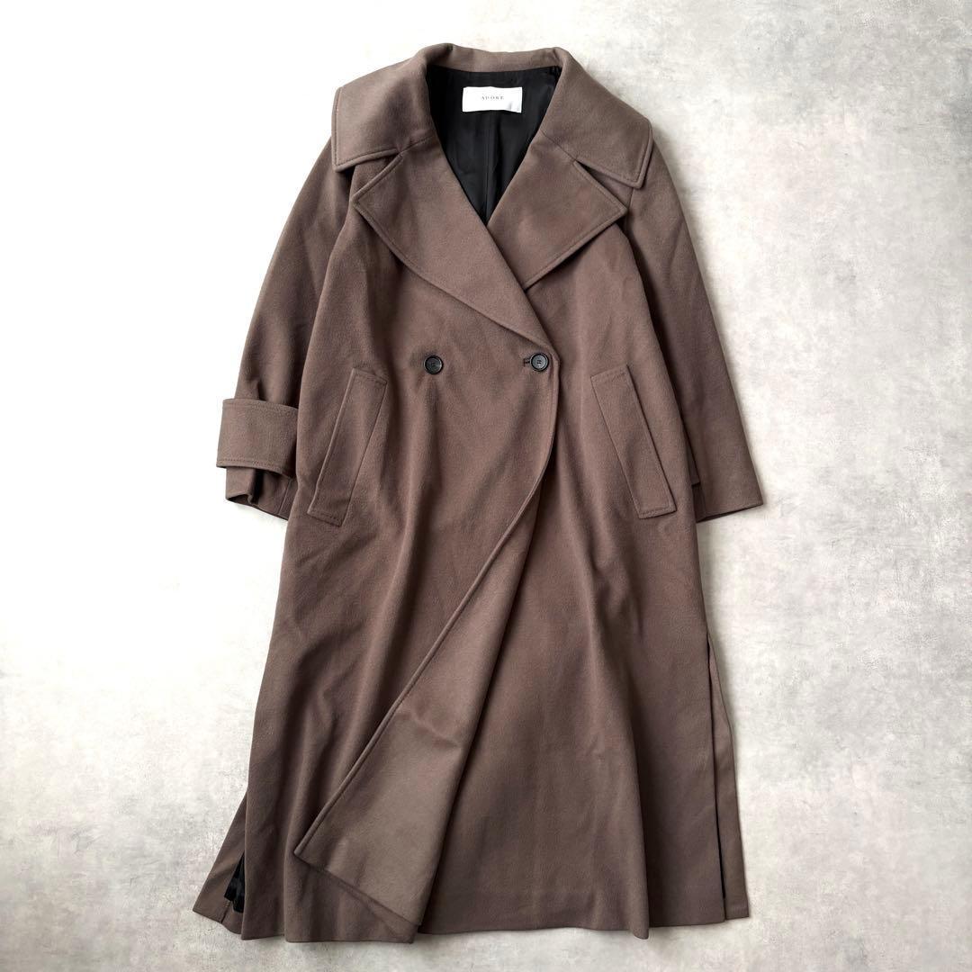 定価16.5万円 2022AW アドーア ウール ロングコート ブラウン 茶色