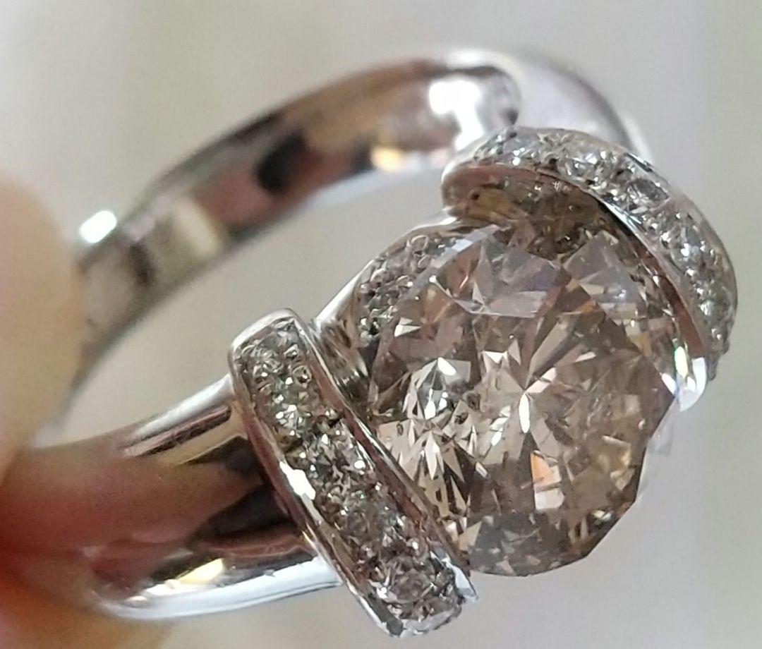 超大粒天然ダイヤモンド リング 指輪 2.243ct/0.19ct/12号