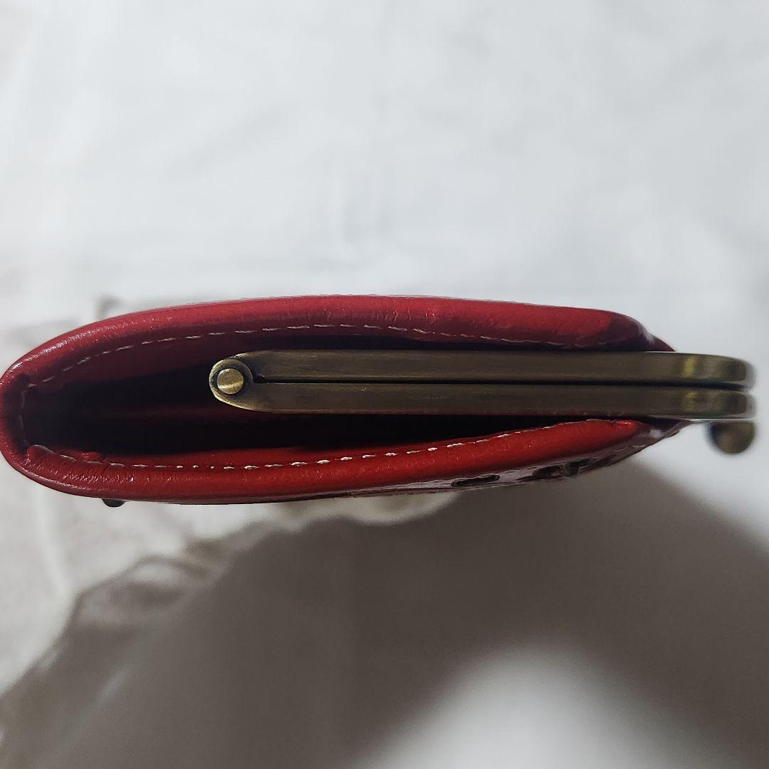 長財布　牛革　レッド