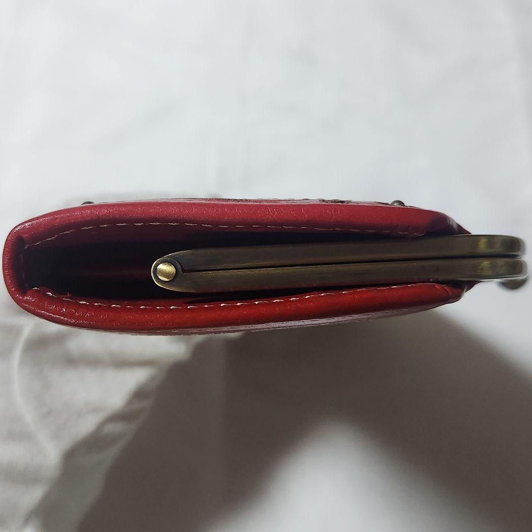 長財布　牛革　レッド
