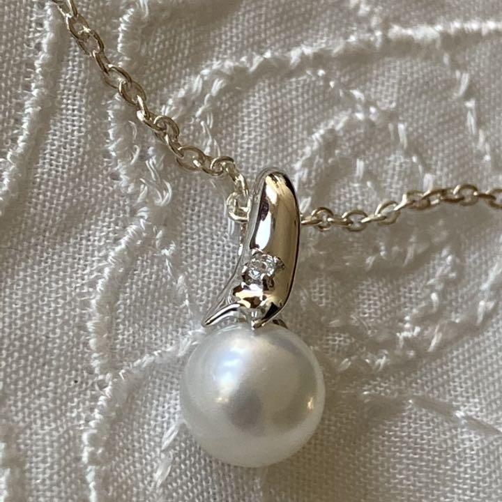 淡水パール ダイヤモンド ネックレス シルバー925 アクセサリー
