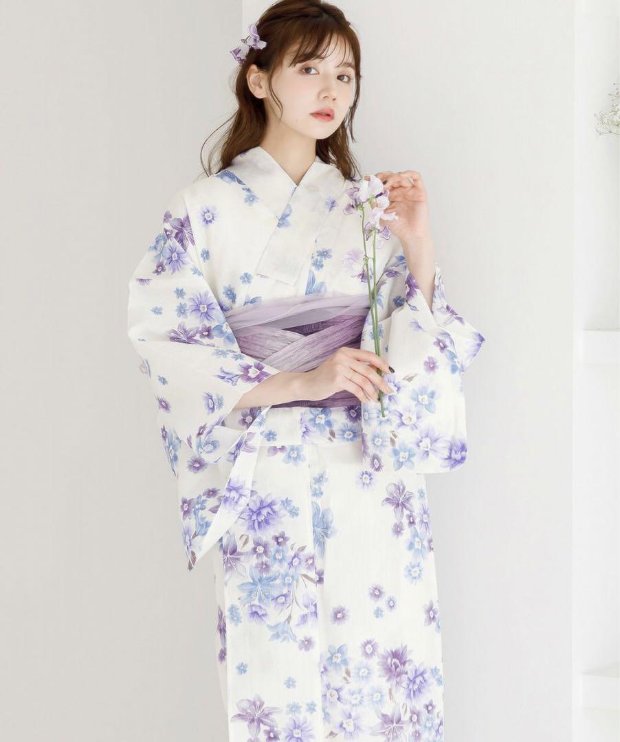【新品未使用】Dita ディータ そそぐ月光花 浴衣5点セット 紫 青 白