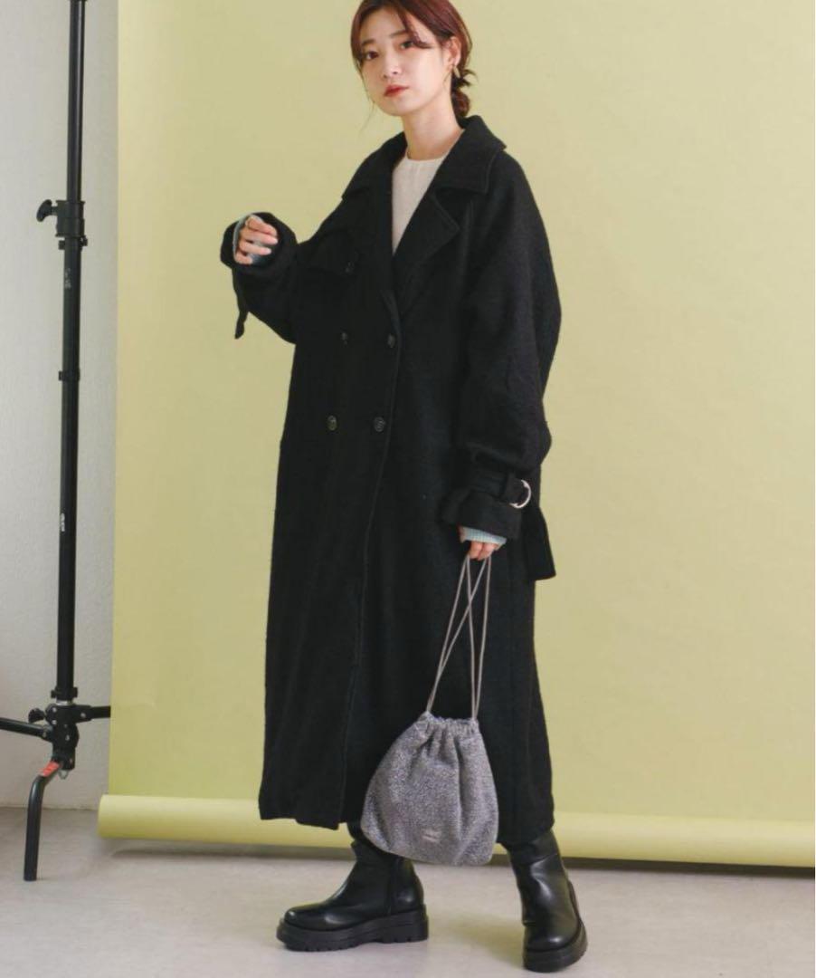 ハイネックロングコート Kastane