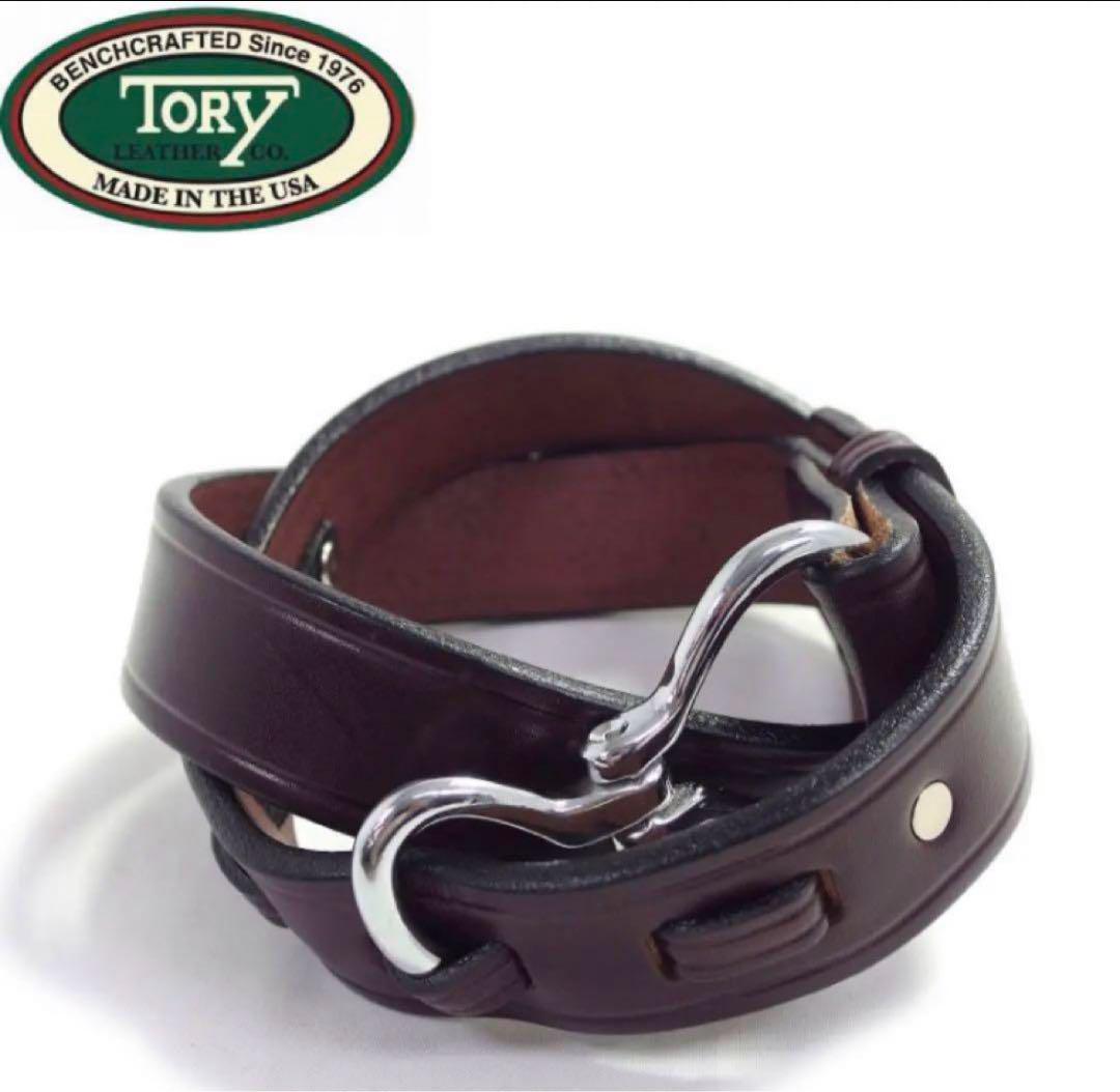 美品 TORY leather フック バックル ベルト ハバナ