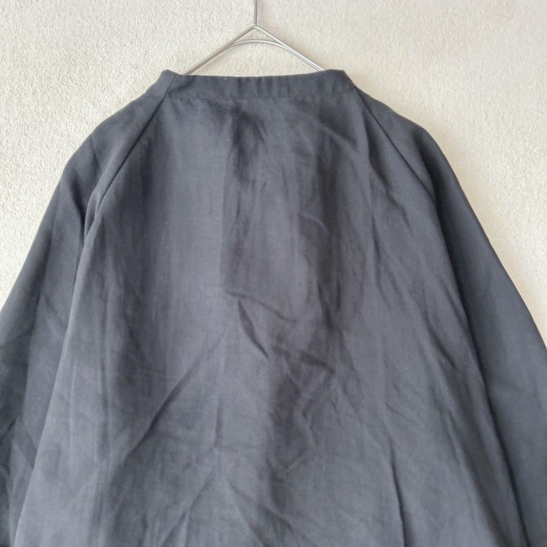 近年✨センソユニコ　芽風　リネン　ジャケット　変形　チェック　黒　白　L相当