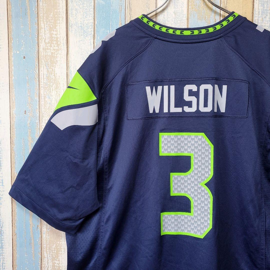 282☆ナイキ☆NFLシーホークス☆アメフトゲームシャツ☆ロゴプリント☆XXL