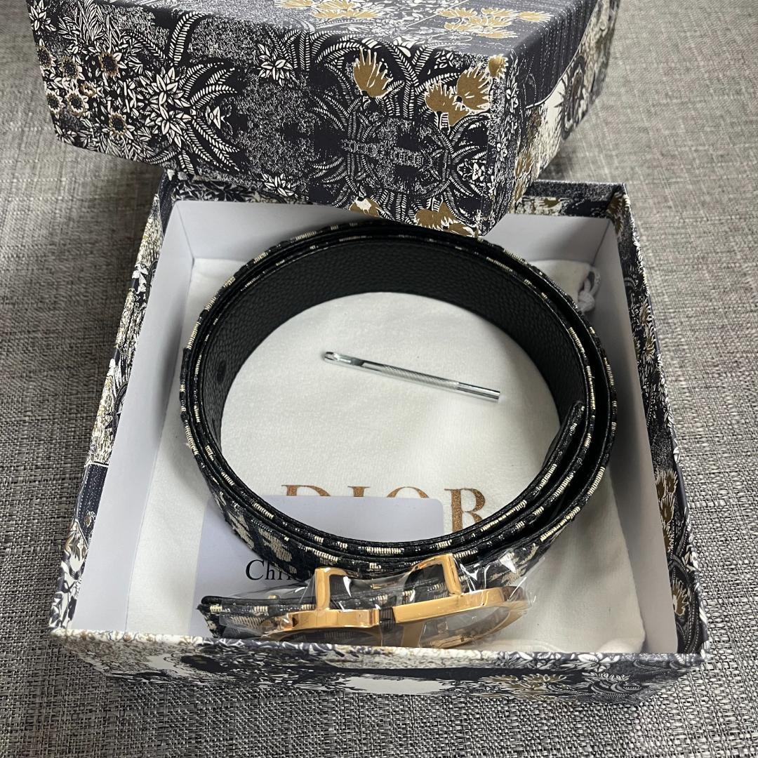 極美品 Dior *リバーシブル ベルト オブリーク ロゴ バックル