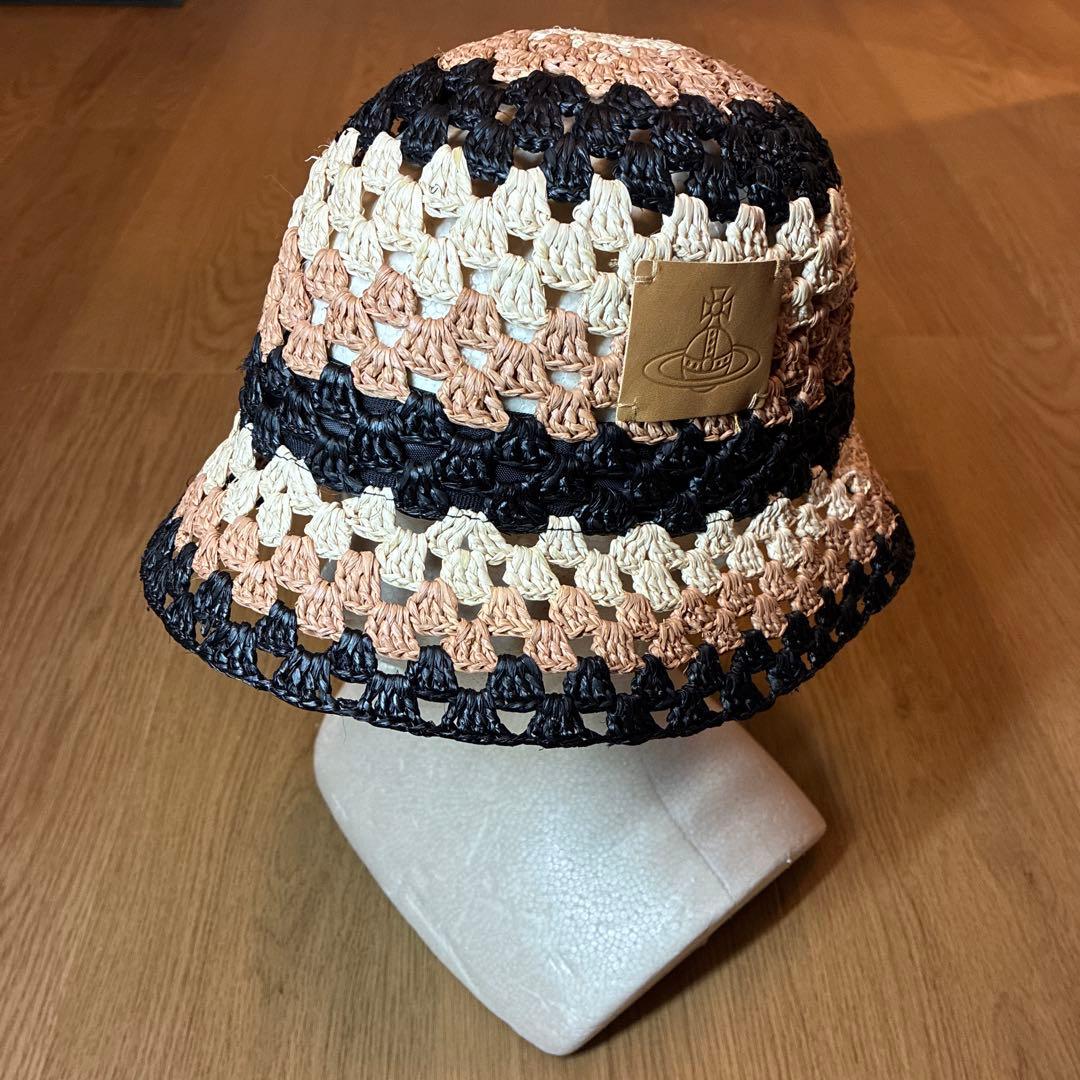 【未使用品】ヴィヴィアンウエストウッド ラフィア ストローハット ブラック