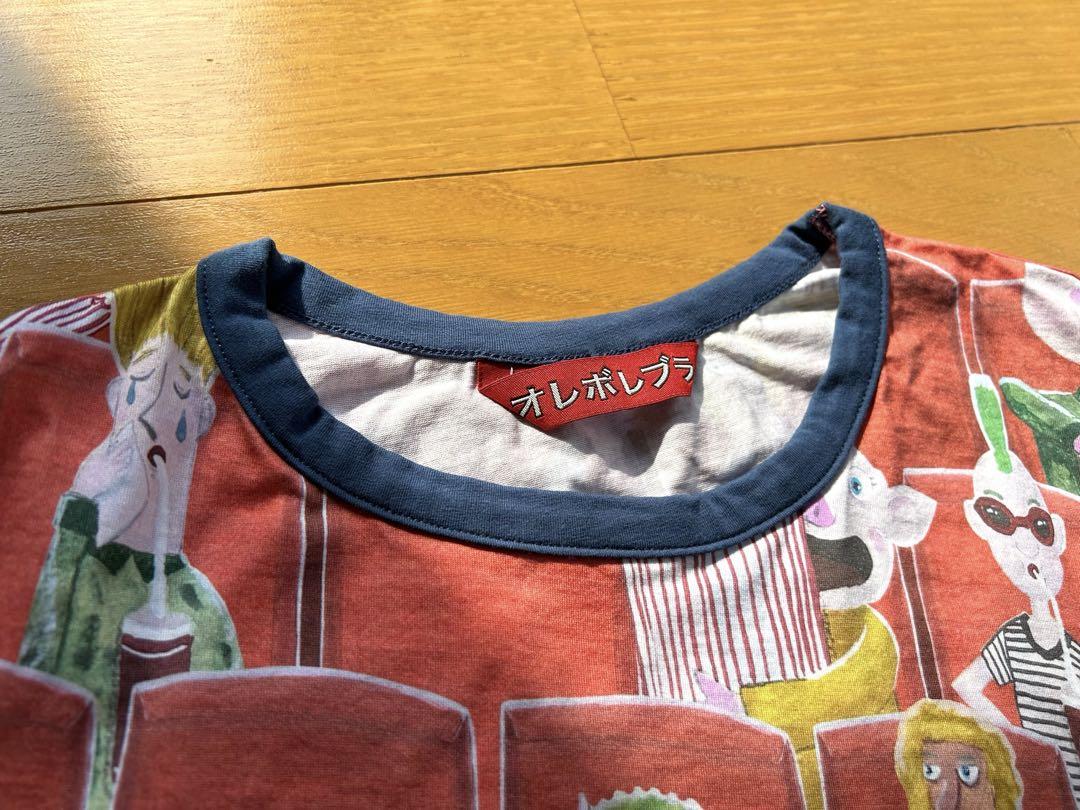 極美品】アルベロベロ 長袖カットソー 映画館のぶたさん 切替 刺繍