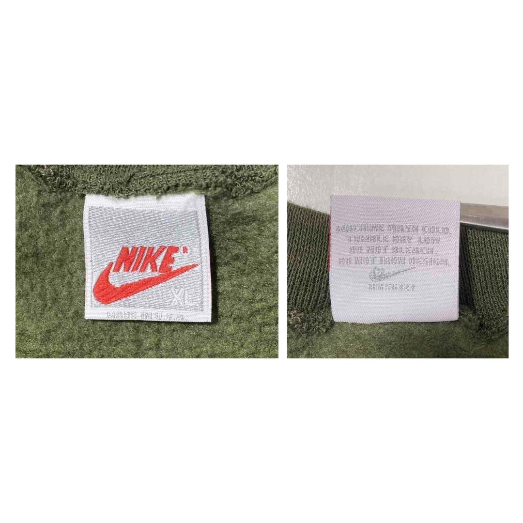 NIKE ファイヤーパターン 刺繍ロゴ スウェット USA製 古着 XL 緑