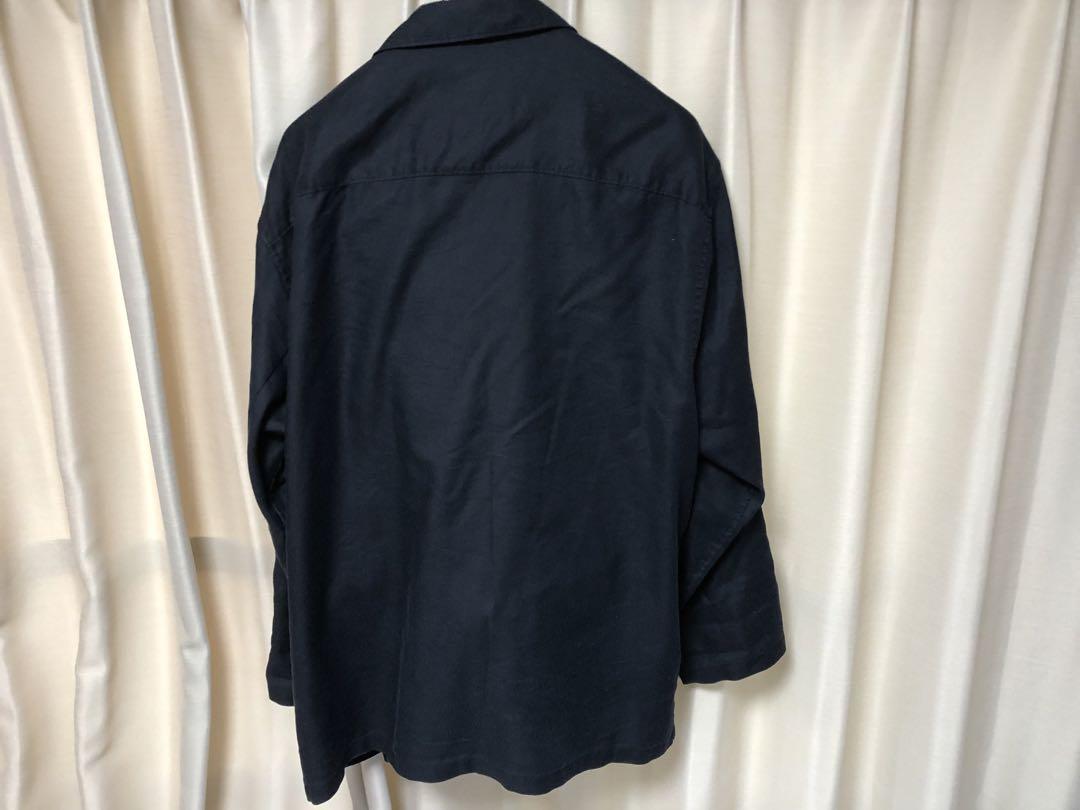 ヘンプ混シャツジャケット+ヘンプ混タックストレートパンツ セットアップ XL ブラック ヘンプ混 シャツジャケット タックストレートパンツ