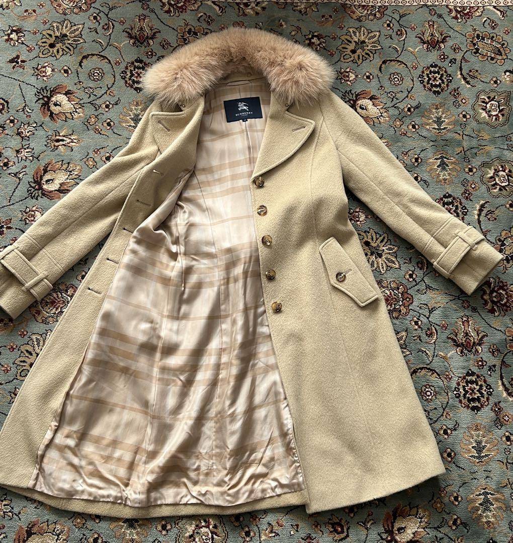 Burberry LONDONベージュ ファー付きコート
