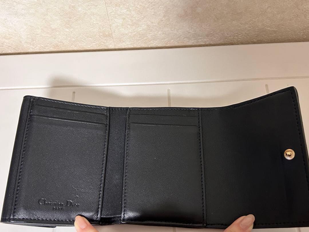 Christian Dior カナージュラムスキン 三つ折り財布 Christian Dior カナージュラムスキン 三つ折り財布