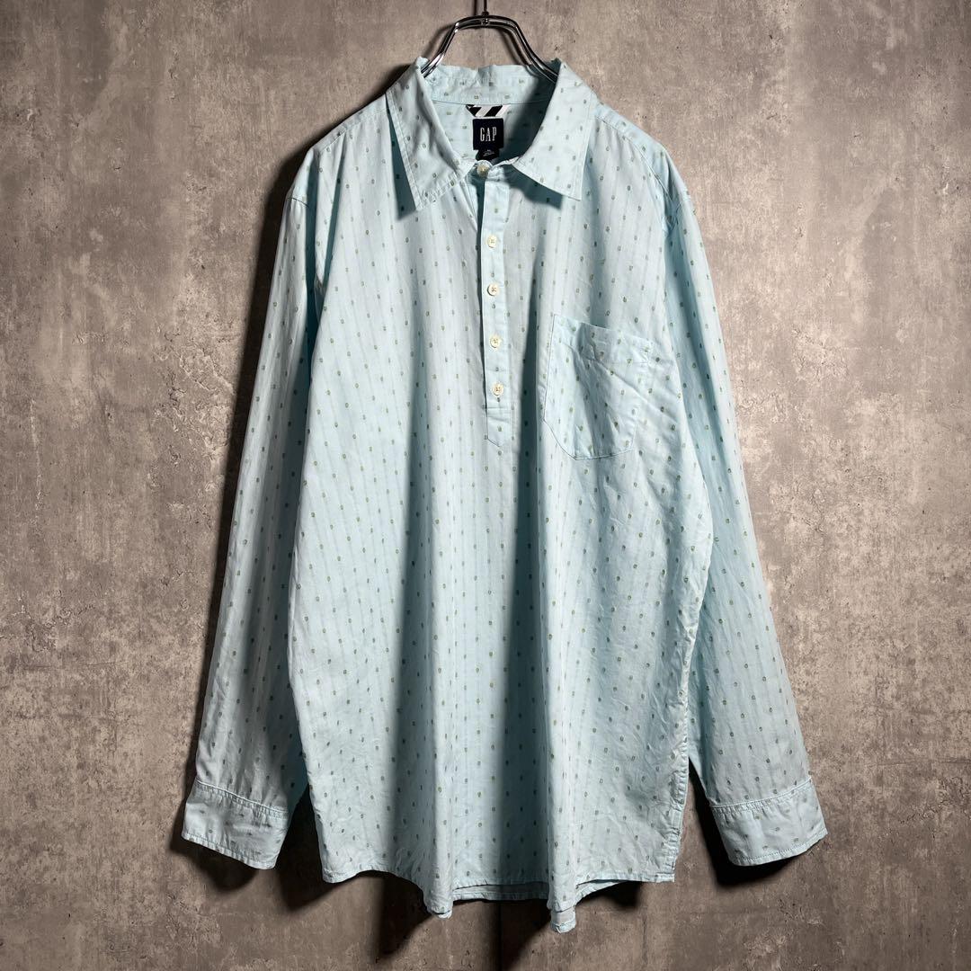 【美品】00s，OLD GAP｜ギャップ，総柄，プルオーバーシャツ，長袖シャツ