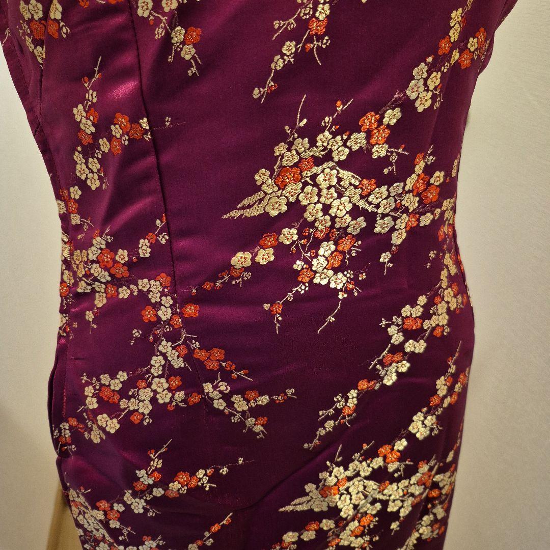 紫色 花柄刺繍 チャイナドレス　社交ダンス 紫色 花柄刺繍 チャイナドレス 社交ダンス - メルカリ
