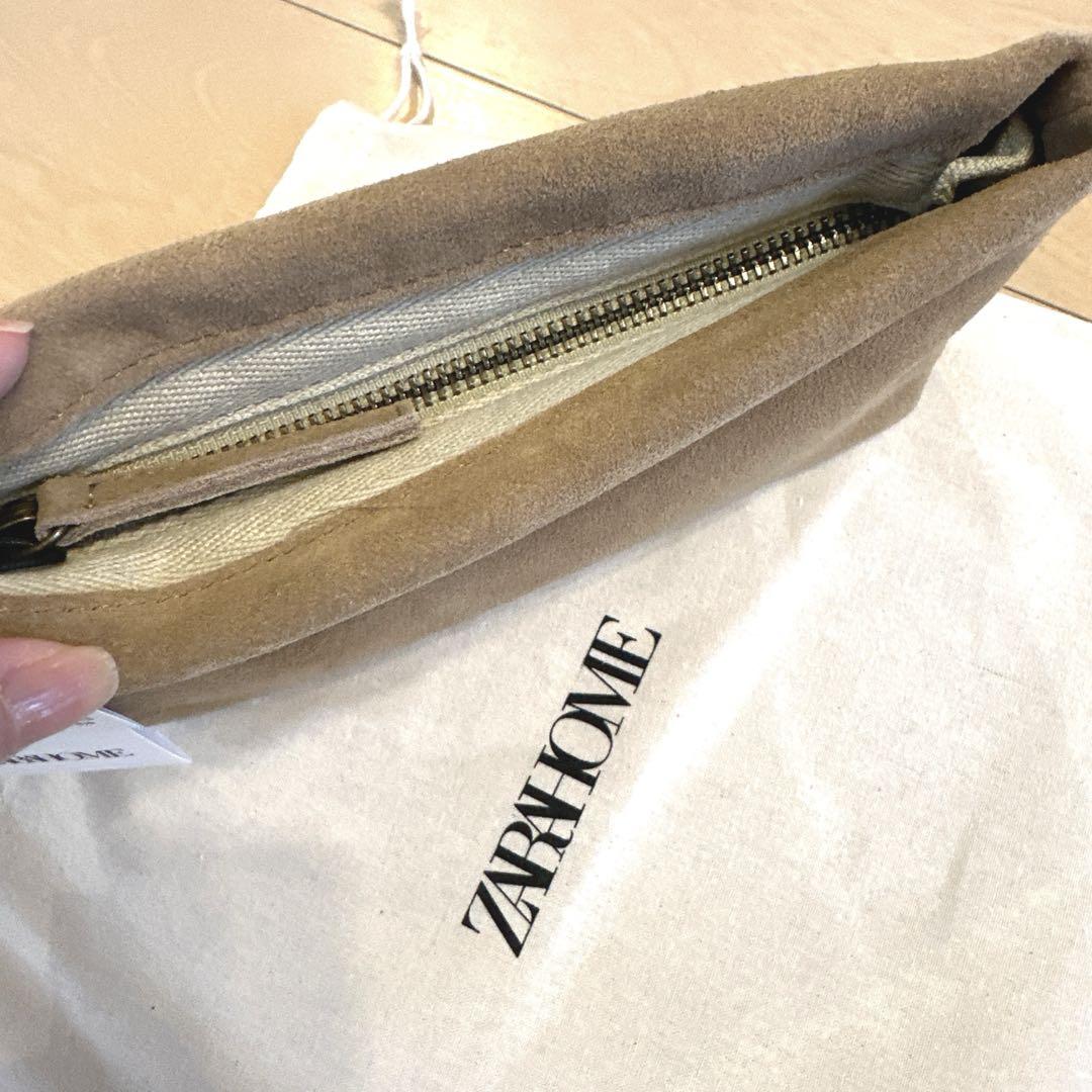 zara home 完売 スエード コスメティックポーチ 化粧 スウェード