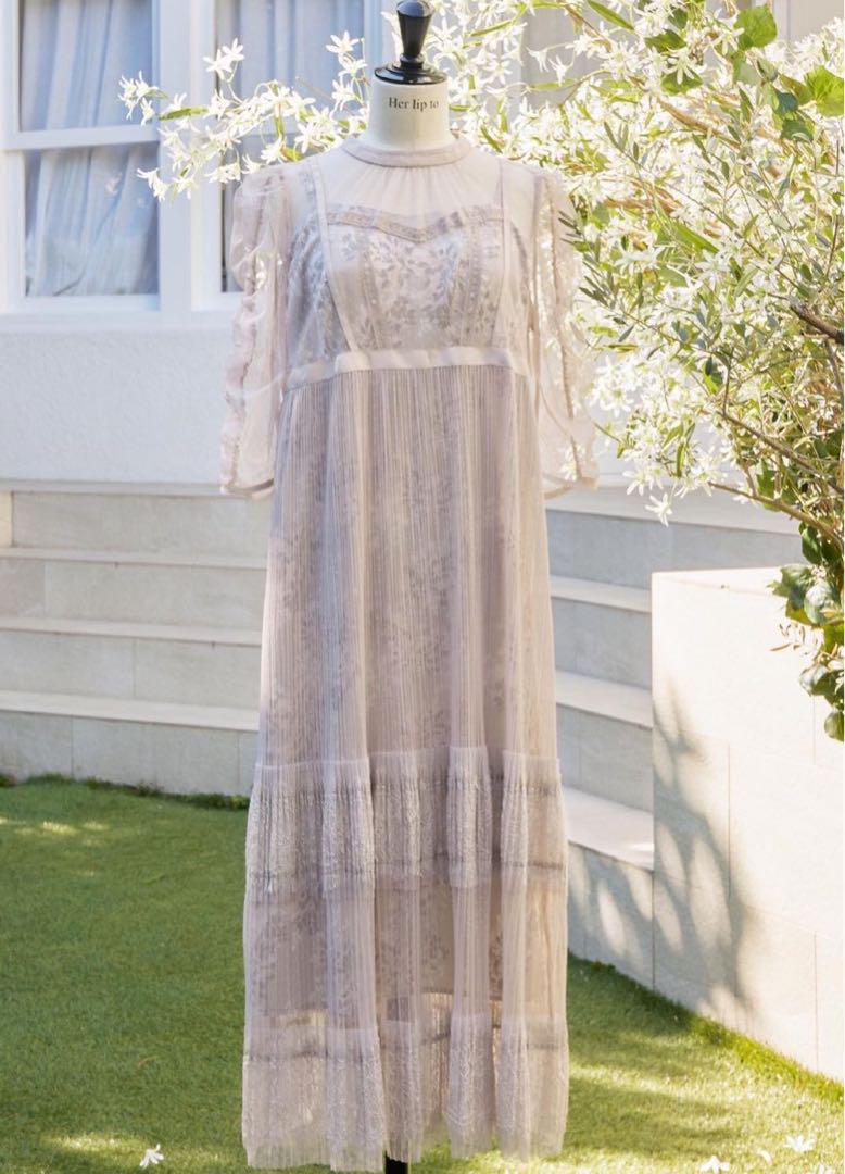 まつこ様herliptoFloral Lace Tule Sheer Dress