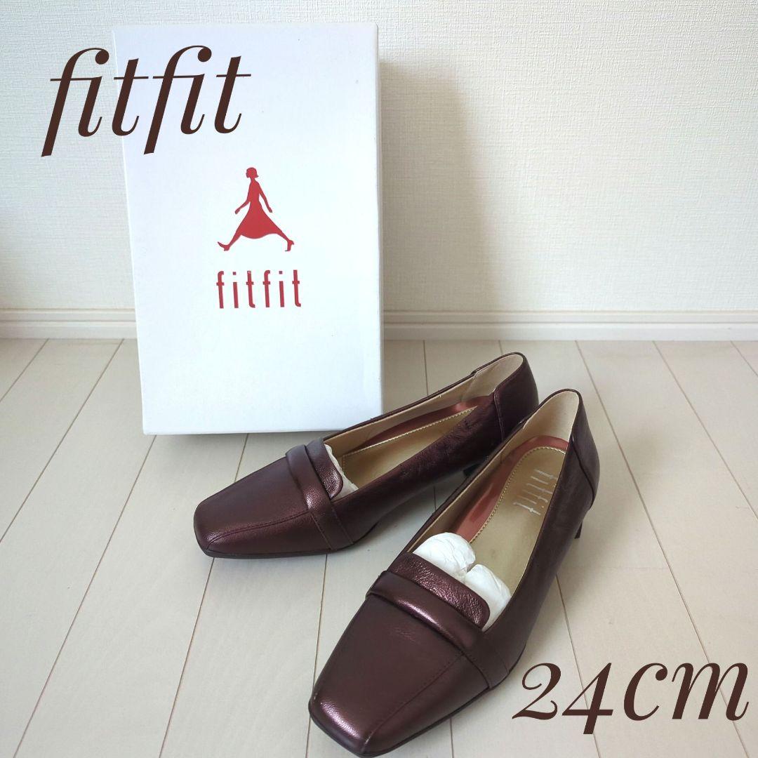 未使用 fitfit スクエアトゥヒールニーカーローモカシン 24cm 本革