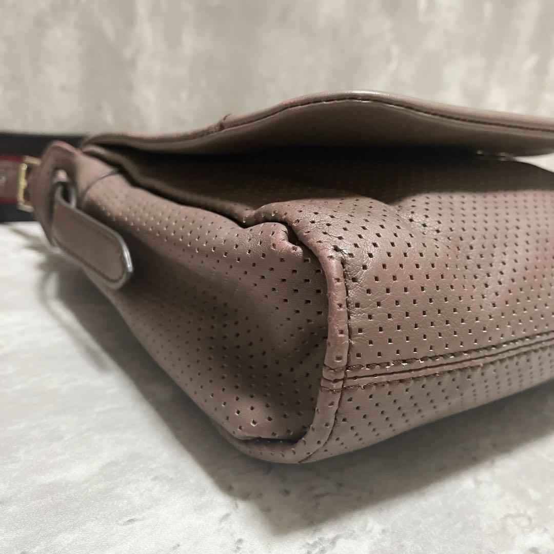 良品✨バリー BALLY パンチングレザー ショルダーバッグ ブラウン