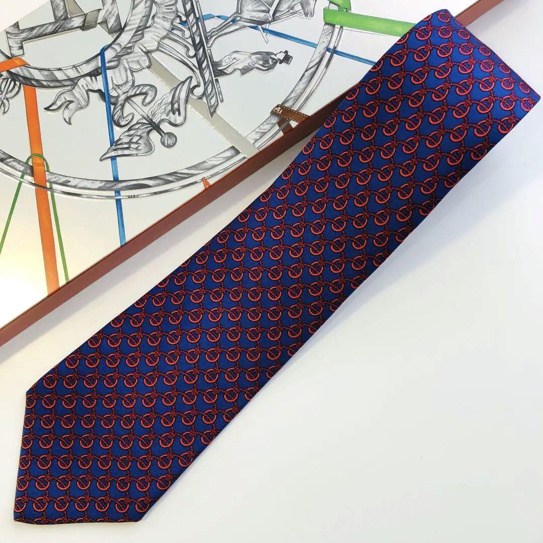 HERMES ネクタイ パネル柄 パープル