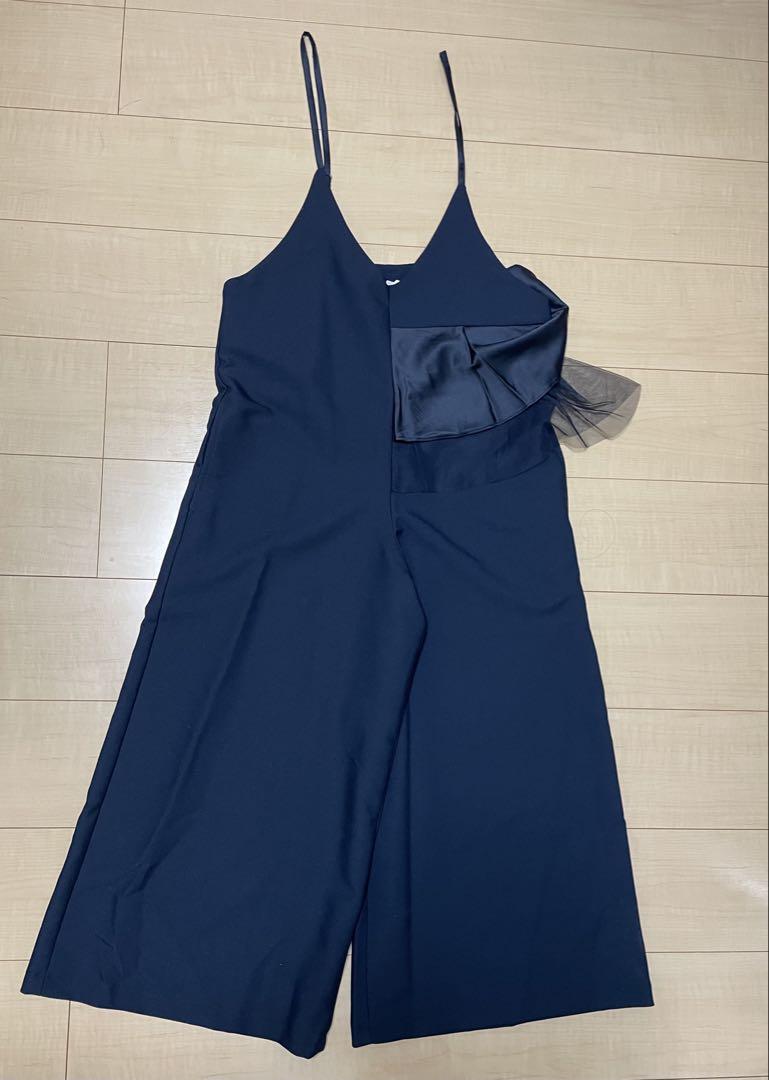 Vin ネイビー フリル付きサロペット　オールインワン