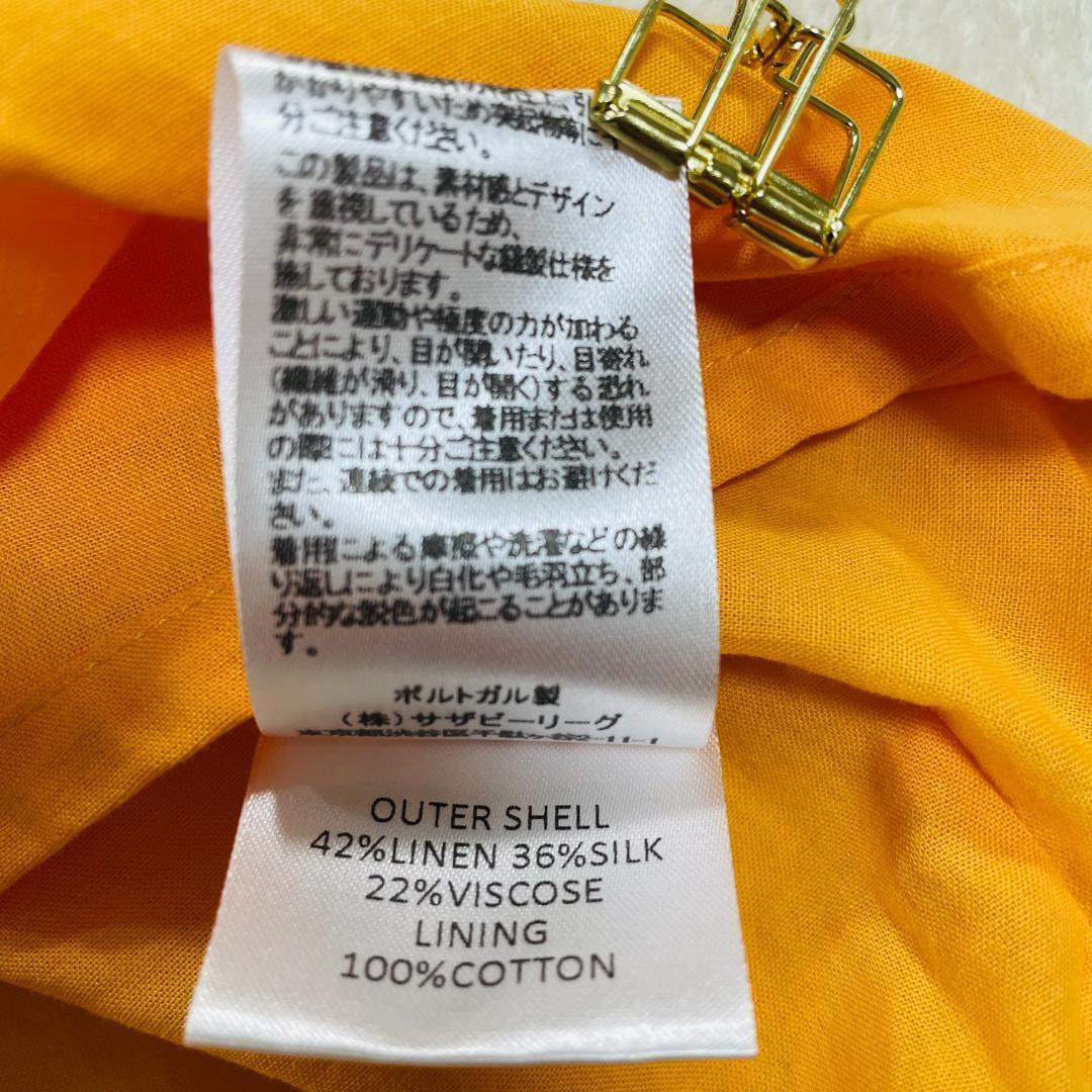 Merlette マーレット リネン混 ワンピース 膝丈 Vネック オレンジ