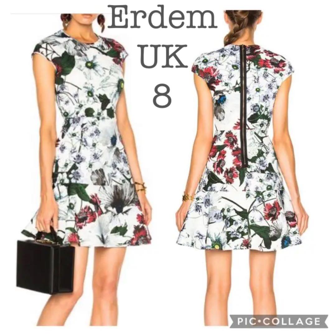 アーデム/Erdem,日本サイズM, 花柄の白赤青のミニドレス/ワンピース アーデム/Erdem,日本サイズM, 花柄の白赤青のミニドレス/ワンピース