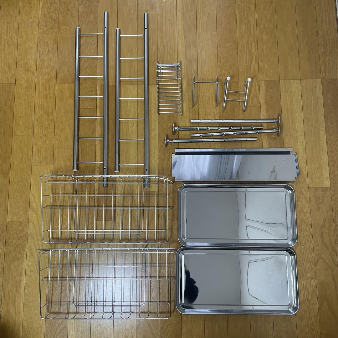 【設置のみ未使用品】突っ張り 水切りラック 燕三条【付属パーツ付き】