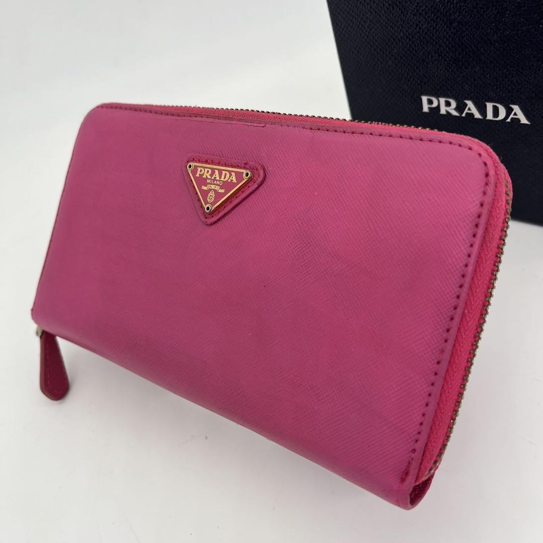PRADA 長財布 ラウンドファスナー トライアングルロゴ サフィアーノレザー