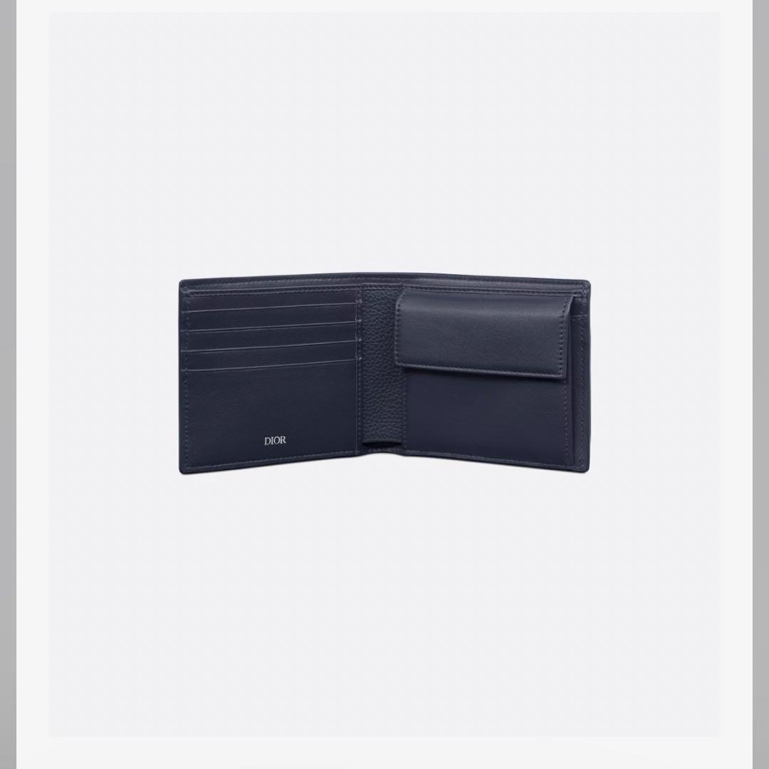 Dior ネイビー レザー 二つ折り財布