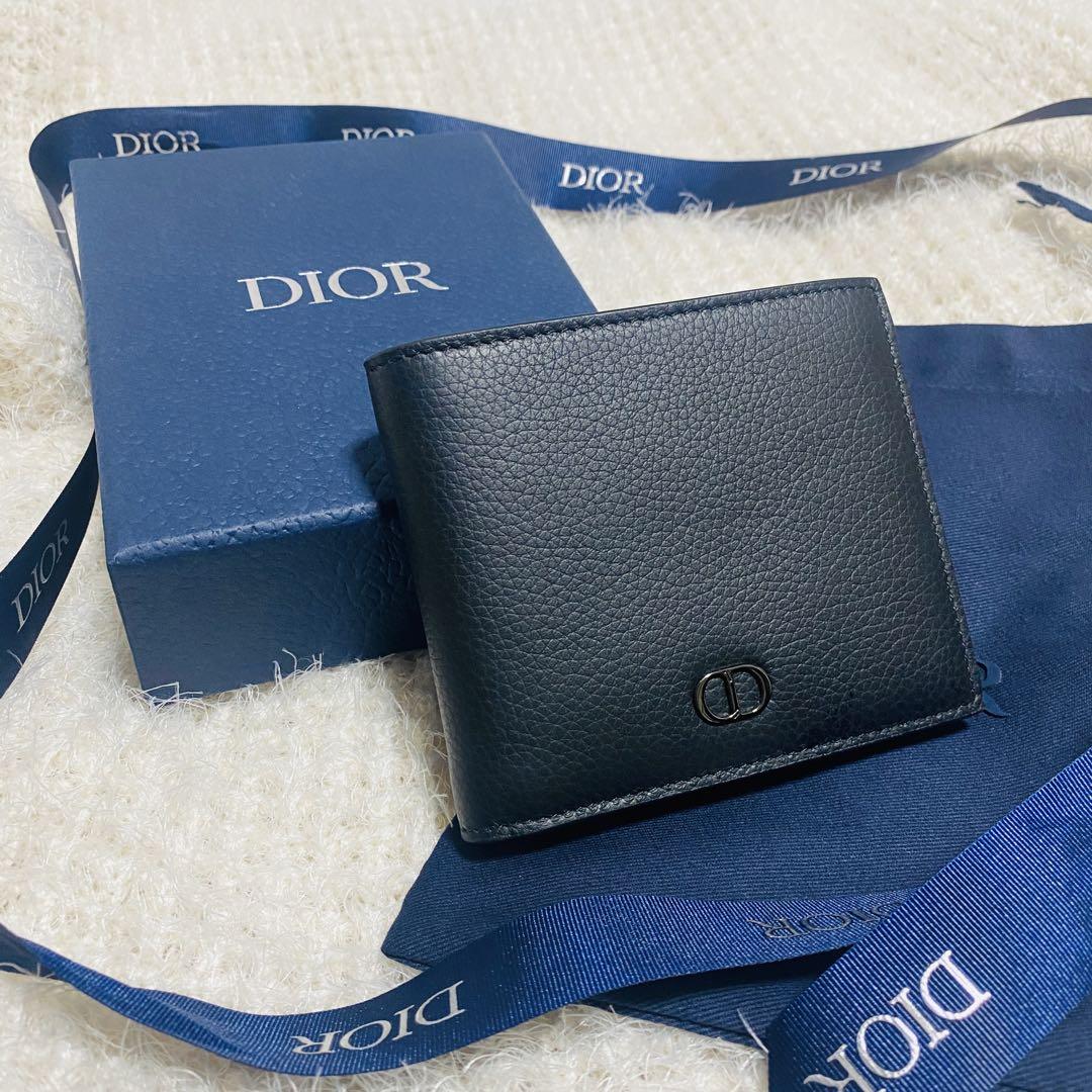 Dior ネイビー レザー 二つ折り財布